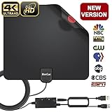 HDTV Antenna, 2019 Newest Indoor Digital TV Antenna 120 Miles Range with Amplifier Signal Booster 4K HD HD VHF UHF Freeview for Life Local Channels Support All Television -16.5ft Coax Cable