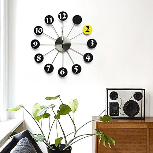 Metal mute wall clock,Living room Bedroom Luminous Fashion creative big wall clock North european style Modern simple clock-black 20inch
