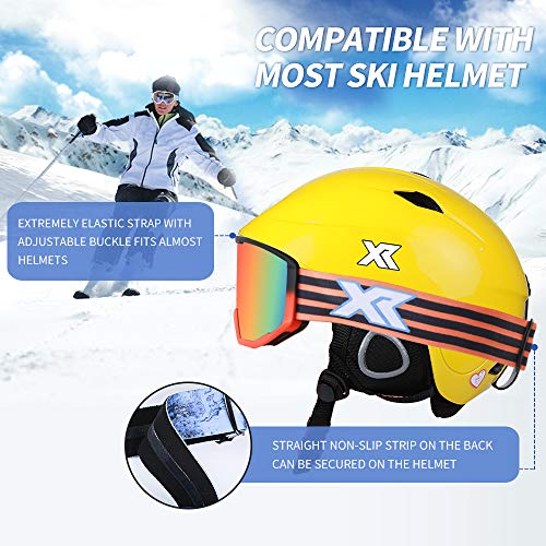 XR Ski Snowboard Goggles Anti-Fog UV Protection HD Cylinder Lens Over Glasses Non-Slip Strip Snow Goggles for Men&Women (Red) - Thumbnail 6