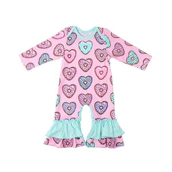 Slowera Baby Girls Cotton Long Sleeve Floral Ruffles Romper (Doughnut 2,M: 18 Months)