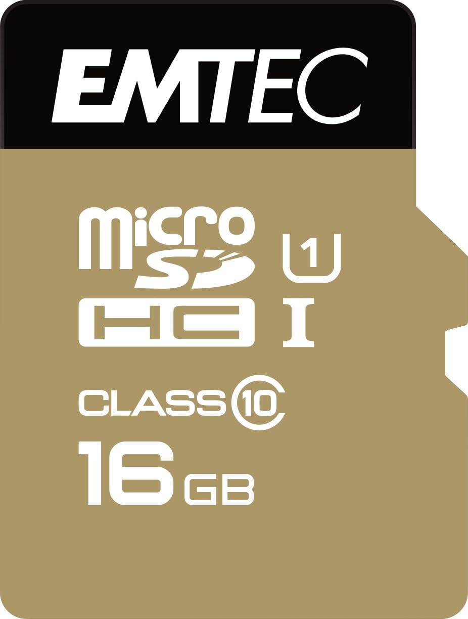 Emtec microSD Class10 Gold+ 16GB - memory cards (Blue, Gold, Micro Secure Digital High-Capacity (MicroSDHC), SD, Blister)