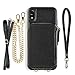 ZVE Case for Apple iPhone XR, 6.1 inch, Wallet Case with Crossbody Strap Credit Card Holder Slot Handbag Purse Wrist Zipper Strap Case Cover for Apple iPhone XR 6.1 inch - Black