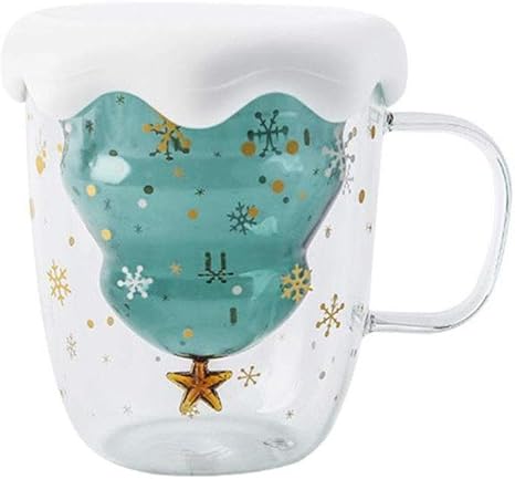Amazon Co Jp ディーハウ クリスマス ガラスカップ 耐熱 マグカップ コップ ダブル 真空断熱 保温 保冷 かわいい ギフト プレゼント A ホーム キッチン