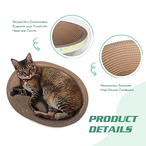 Oval Cardboard Cat Scratcher Bed Scratch Pad Nest Corrugated Scratching