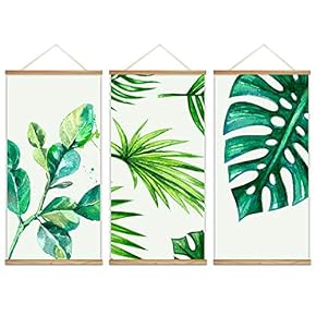 3 Panel Hanging Poster with Wood Frames Watercolor...