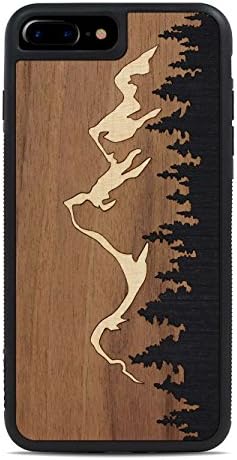 Carved - iPhone 8 Plus / 7 Plus / 6s Plus - Luxury Protective Traveler Case - Unique Real Wooden Phone Cover - Rubber Bumper - Grand Teton Inlay