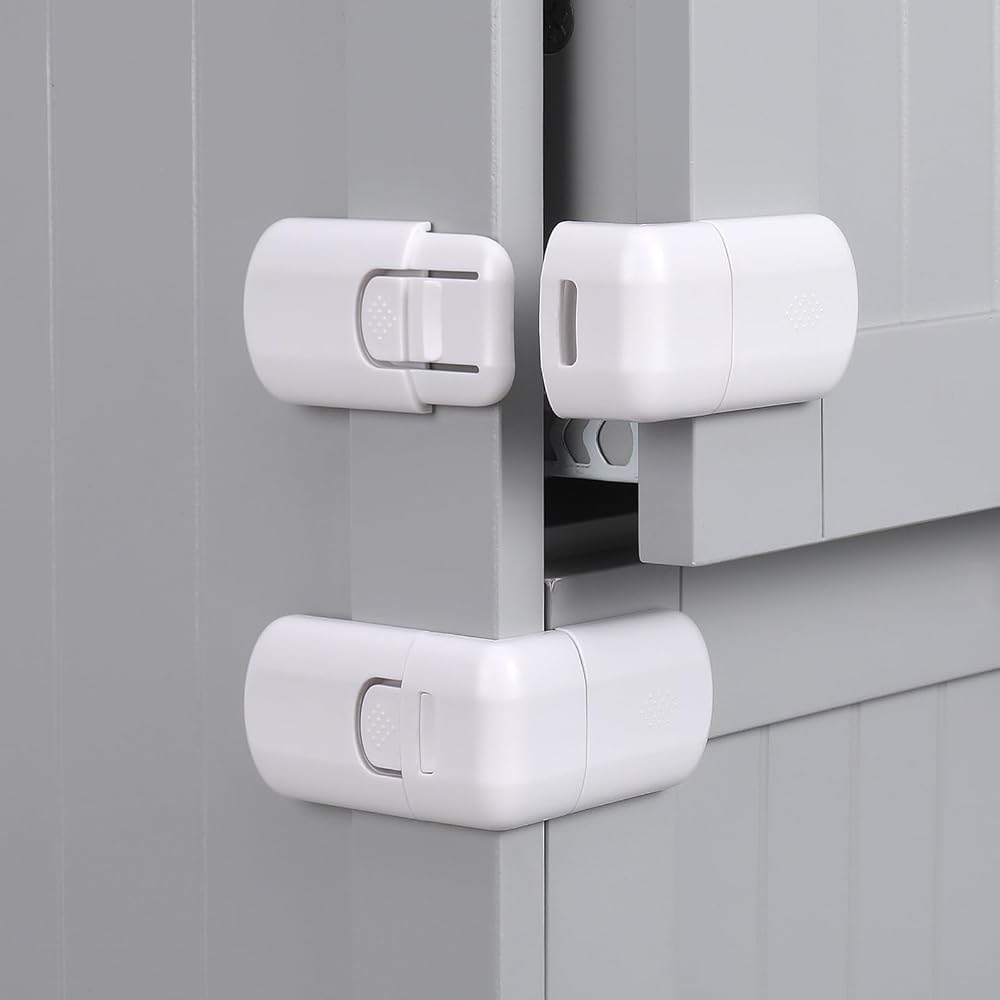 RosewineC 4 Pack Safe Cupboard Locks for Children White