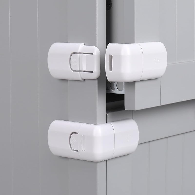 RosewineC 4 Pack Safe Cupboard Locks for Children White