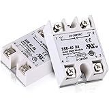 HiLetgo 2pcs SSR-40DA Solid State Relay Single Phase Semi-Conductor Relay Input 3-32V DC Output 24-380V AC