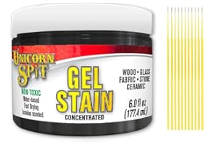 Unicorn SPiT Gel Stain Bundle - 6 fl oz: Concentrated Gel Stain for Arts and Crafts with Trebbies Detail Sticks (Midnight's Blackness). Wood, Glass, Fabric, Stone and Cermaic.