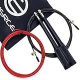 Emerge Speed Jump Rope by Premium Aluminum Speed Rope For Cross Training 10X Your Double Under Training for Maximum Endurance Fully Adjustable 360° Swivel Ball Bearing with Comfortable Handles