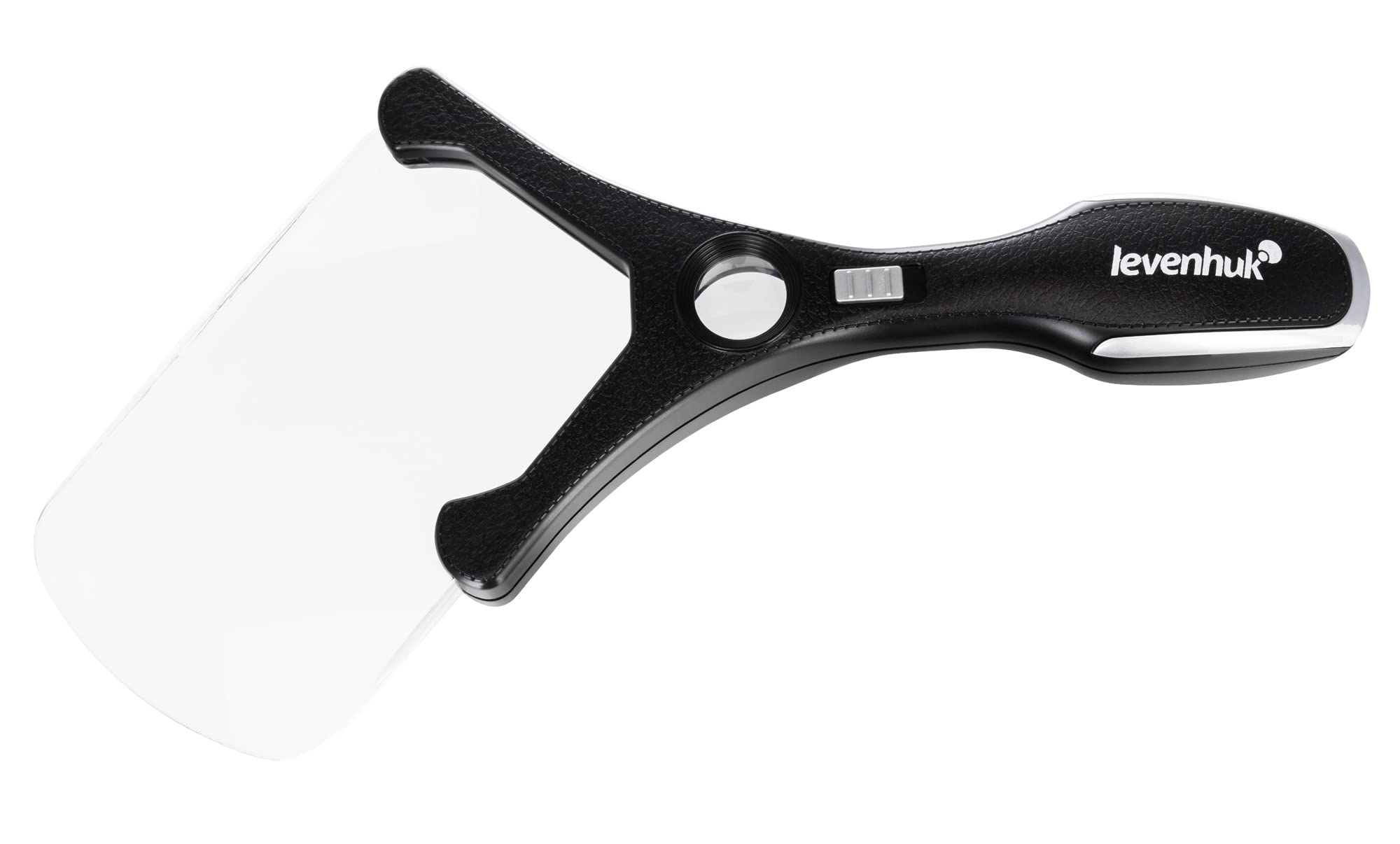 Levenhuk Zeno Read ZR20 Lightweight Handheld LED Magnifier with Light and 2.5x / 25x Magnification for Close Work with Small Texts, Documents, Images, Photos