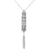 1928 Jewelry Filigree Vial With Tassel Necklace For Women Pendant Enhancer, 28, Perfect Keepake For Essential Oils, Cremation Ashes, Sand, Locks Of Hair