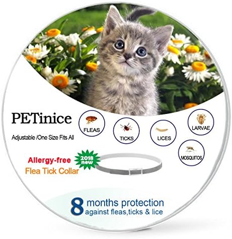 Flea and Tick Prevention for Cats,Cats Flea and Tick Control-Prevents,Repels Fleas,Ticks &amp; Lice Waterproof and Adjustable Flea Collar for Cats,25 Inches,Gray(New Version)