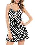 Women's Tankini Vintage Swimdress Halter One Piece Swimsuits Printed Bathing Suits