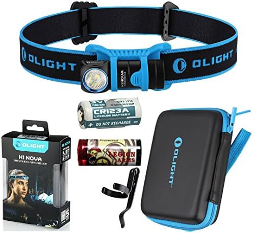 Olight H1 Nova 500 Lumen Cree LED Headlamp Detachable Compact Flashlight with headband, Pocket Clip, Pouch and LegionArms CR123A Battery (LED-1: Neutral White)