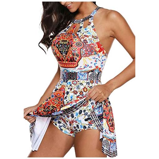 Halter neck skirted swimsuit Clearance