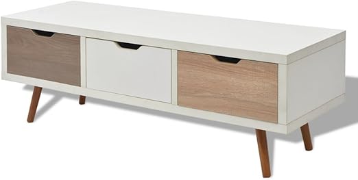 Festnight Retro Design Fernsehschrank Tv Schrank Fernsehtisch Tv Tisch Lowboard Mit 3 Schubladen Beistelltisch 120x39x39cm Weiss Amazon De Kuche Haushalt