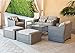 SOLAURA Outdoor Patio Furniture Set 7-Piece Grey Wicker Conversation Furniture Set Patio Lounge Chairs with Ottoman & Loveseat with Glass Coffee Table (Pillow Included)