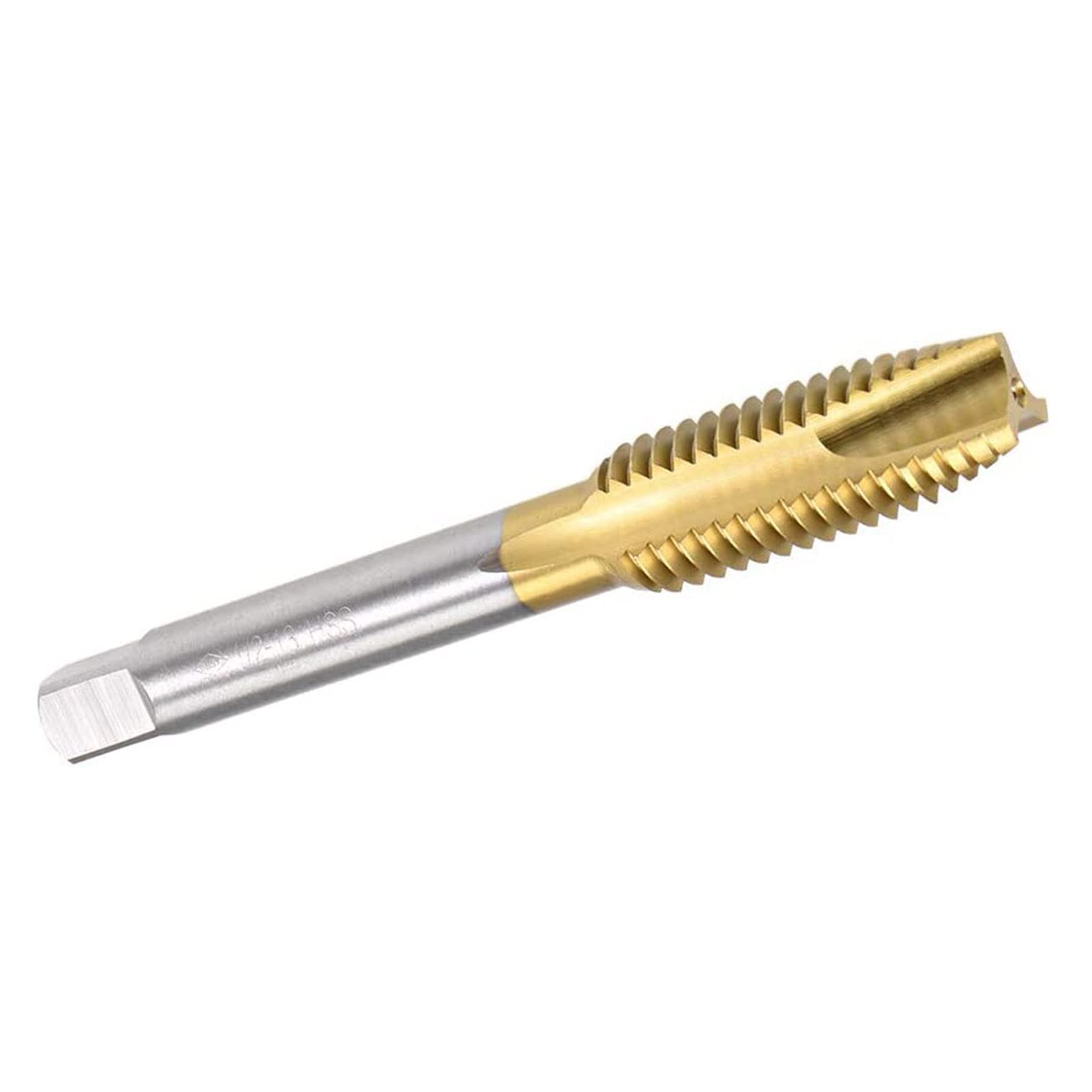 TOP-VIGOR 1/2-13 UNC Spiral Point Plug Thread Tap, 3 Flutes Ground Threads with H2 Tolerance, HSS Titanium Coated Thread Milling Tap (Round Shank with Square End)