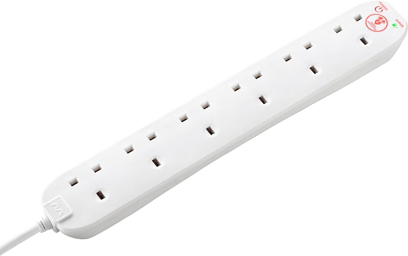 Masterplug Six Socket Extension Lead 2m Surge Protected 13A BS1363-2