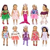 ebuddy 10-Sets Fashion Doll Clothes and Accessories with Popular Elements Horn Style,Unicon,Flamingo,Mermaid,Princess Dress for 18 inch American Girl Doll ,Our Generation Doll