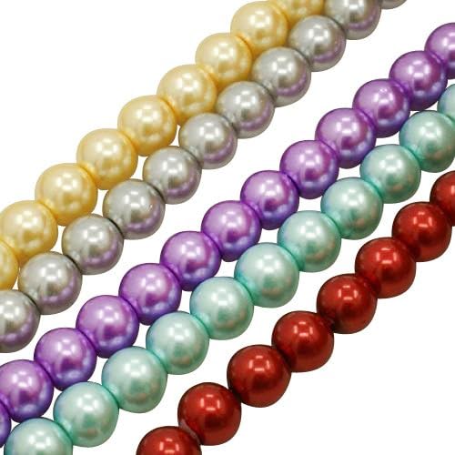 Pandahall 20 Strands 32 Inches Assorted Colour Glass Pearl Beads Strands, Round Dyed Loose Beads Strands, 4mm in diameter, hole: 0.5mm, about 216pcs/strand