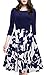 HOMEYEE Women's 1950s Vintage Elegant Cap Sleeve Swing Party Dress A009 (S, Dark Blue + 3/4 Sleeve)