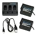 SmilePowo 2 Pack Rechargeable Battery and 3 Battery Channel Travel USB Charger for GoPro Hero 6,HERO6 Black,GoPro Hero 7 Black,Hero 5, HERO5 Black,Hero 2018,AHDBT-501