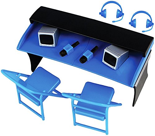 Wrestling Commentators Playset (Blue) - Ringside Collectibles Exclusive WWE Toy Action Figure Accessory Pack