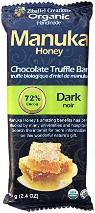 Organic Dark Chocolate Truffle Bar with Manuka Honey, 72% Cocoa, 2.4oz