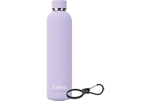 Exllena Slim Insulated Water Bottles for Travel 32oz with Clip, Double Wall Vacuum Stainless Steel Water Bottle Keeps Drinks 