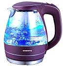 Ovente 1.5L BPA-Free Glass Electric Kettle, Fast Heating with Auto Shut-Off and Boil-Dry Protection, Cordless, LED Light Indicator, Purple (KG83P)
