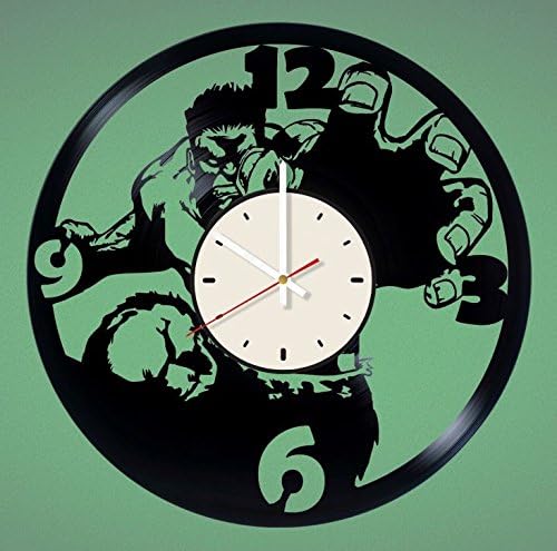 Halk Marval Comics vinyl record wall clock artwork gift idea for birthday, christmas, women, men, friends, girlfriend boyfriend and teens - living kids room nursery (White/White)