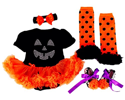 DQdq Infant Baby Girls' Halloween Costumes 4pcs Clothing Sets Romper Dress
