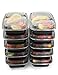 10 Pack 2 Compartment Meal Prep Food Storage Containers with Lids/Bento Box Set/Divided Container Portioned for Lunch/BPA Free,Reusable,Dishwasher & Microwave Safe Cover+10 Cutlery(32oz)