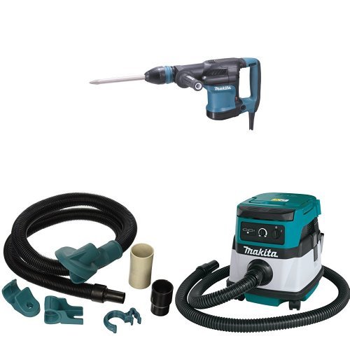 Click Here to See More Images Makita HM0870C 11-Pound Demolition Hammer SDS-Max with Makita 196571-4 Dust Extraction Attachment, SDS-MAX, Demolition with Makita XCV04Z 18V X2 LXT Lithium-Ion Cordless/Corded Dry Vacuum, 2.1 gallon