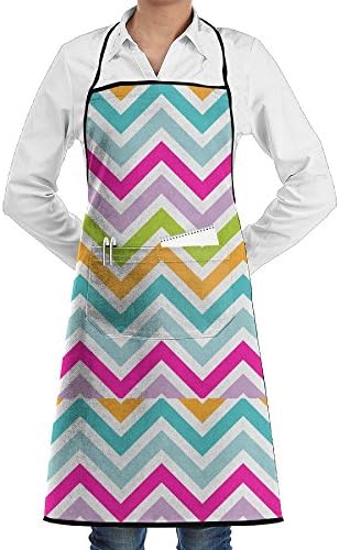 LCZ Chevrons Colorful Stripe Fashion Waterproof Durable Apron With Pockets For Women Men Chef