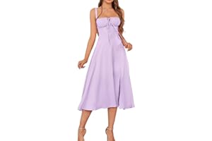 GLNEGE Floral Midi Corset Dress Boho Flowy Slit Lace Up Dresses for Women Going Out A Line Casual Sundress