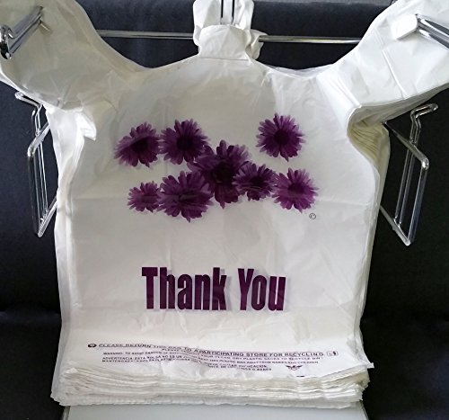 Purple Flower Thank You Plastic Heavy Duty Shopping Bags - 500 pcs/case - Thumbnail 2