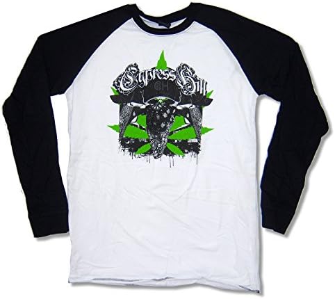 Cypress Hill Bandanas & Leaves Black and White Long Sleeve Raglan Tee Shirt