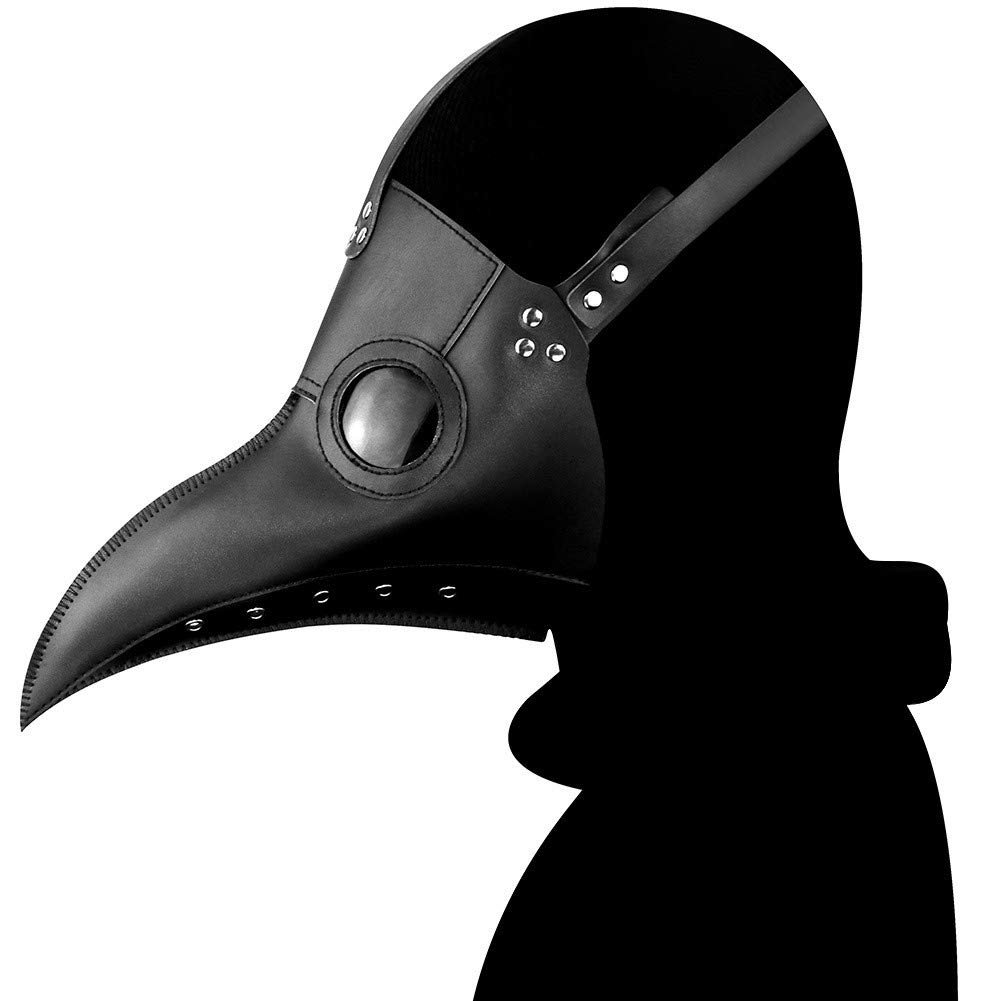 Ulalaza Plague Doctor Mask PU Leather Long Nose Bird Beak Steampunk Halloween Cosplay Party Props Costume