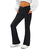 COPYLEAF Women's Flare Yoga Pants with Pockets V Crossover High Waisted Bootcut Yoga Leggings-Flare Workout Gym Leggings