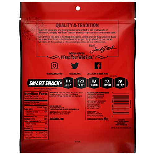 Jack Link's Bacon Jerky, Hickory Smoked, 2.85 oz. Bag - Flavorful Ready to Eat Meat Snack with 11g of Protein, Made with 100% Thick Cut, Real Bacon - Trans Fat Free