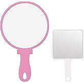 PDOZV Hand Mirror 2 Pcs, Portable Hand Mirrors with Handle, See Back of Head Haircut Personal Handheld Mirror, Travel Small M