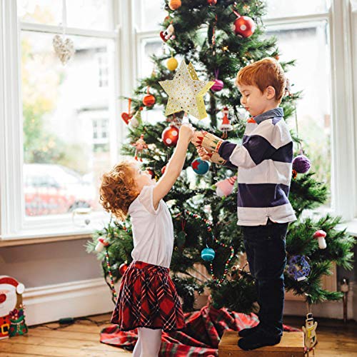 Yostyle Christmas Tree Topper Lighted Star Tree Topper with LED Rotating Snowflake Projector Lights,3D Hollow Golden Star Snowflake Tree Topper for Xmas Tree Decorations