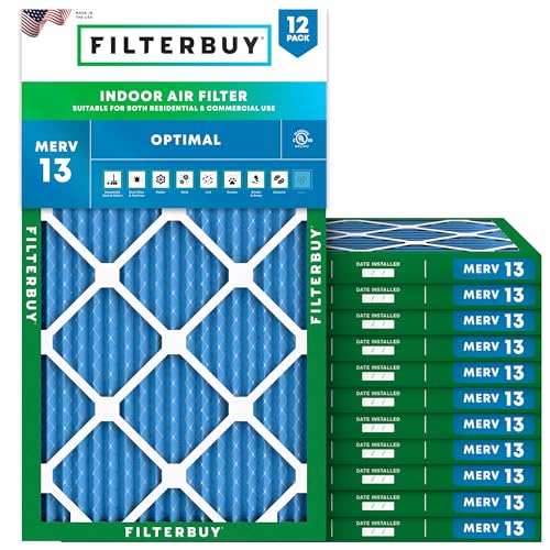 Filterbuy 16.5x24.5x1 Air Filter MERV 13 Smoke & Allergy Defense (12-Pack) at Amazon