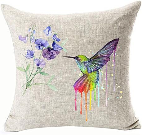 Oil Painting Bird Hummingbird Throw Pillow Case Cushion Cover Decorative Cotton Blend Linen Pillowcase for Sofa 18 "X 18 " ?? ¡­ (17)