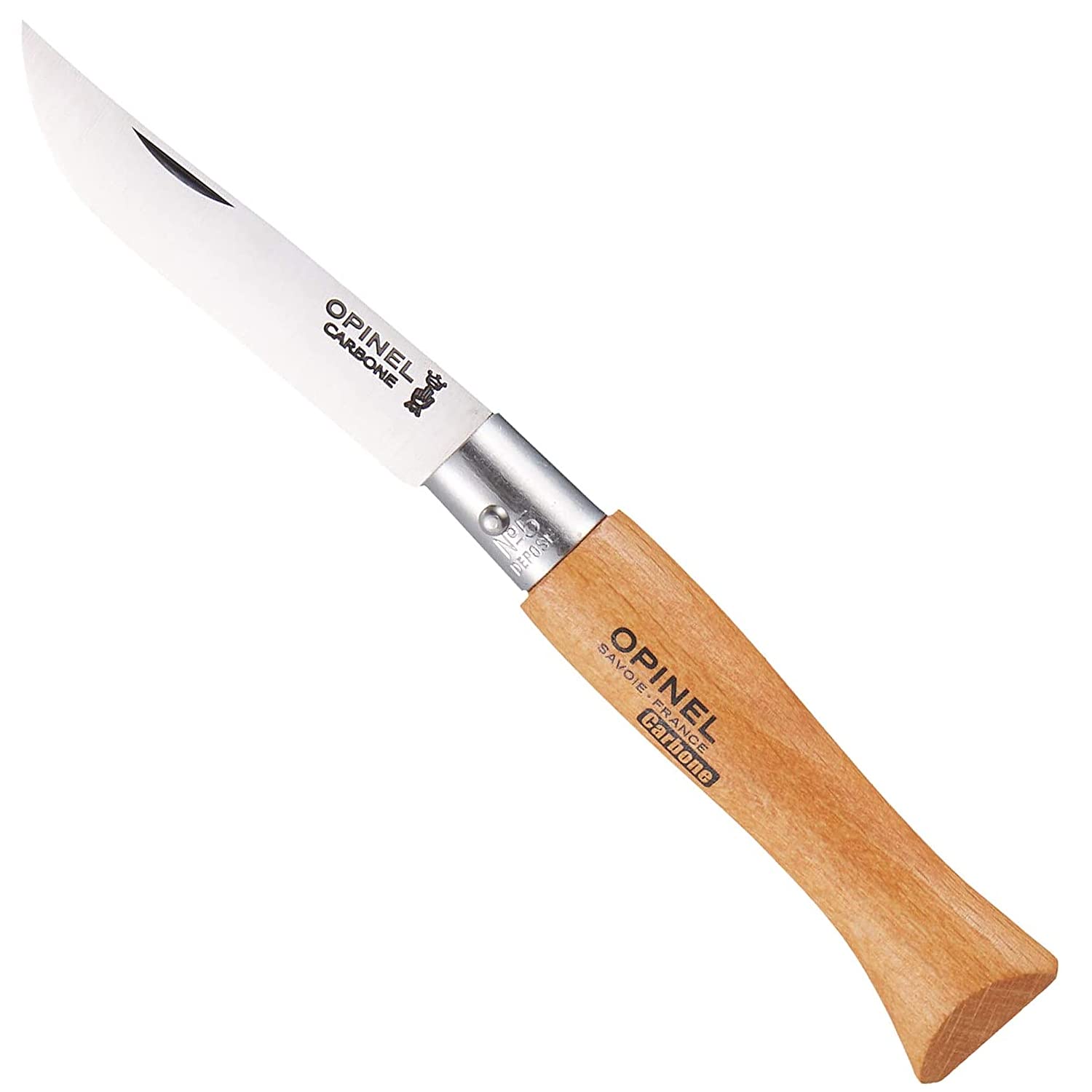 Opinel Non-Locking Carbon Steel Blade No.5 - Beech - Beech, 3.5 Cm