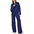 XIEERDUO Lounge Sets For Women 2024 Half Zip Sweatshirt And Wide Leg Sweatpant 2 Piece Outfits Sweatsuit Tracksuit